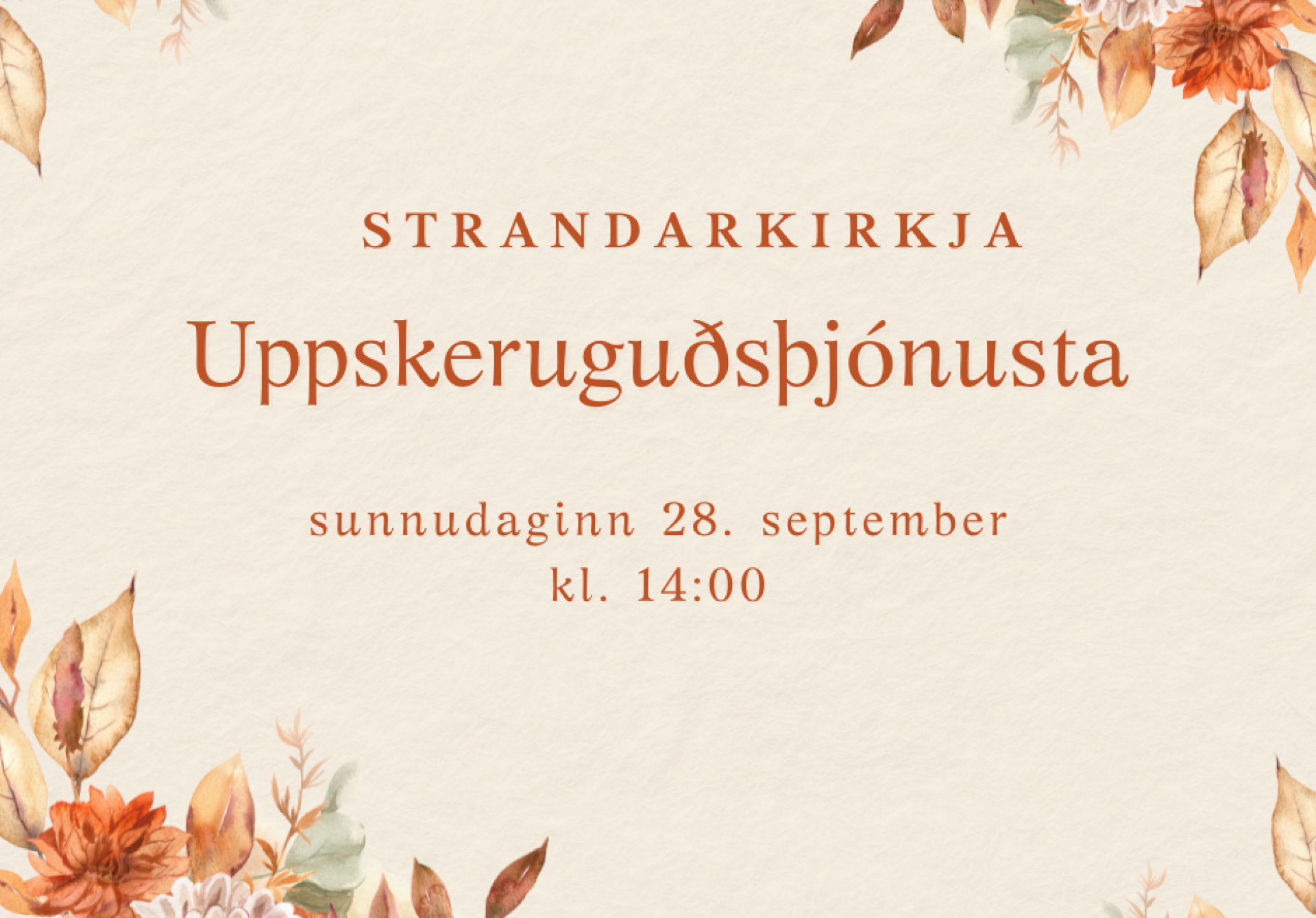 Uppskeruguðsþjónusta í Strandarkirkju